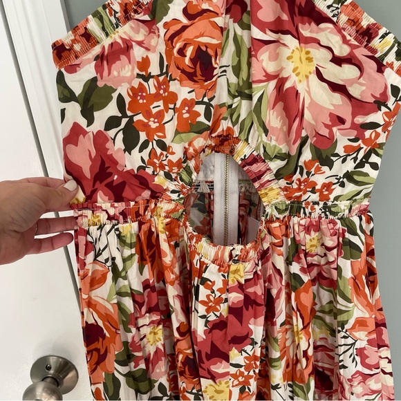 NWT Petal & Pup Seven Wonders Madeira Orange Floral Cutout Maxi Dress - Picture 7 of 17